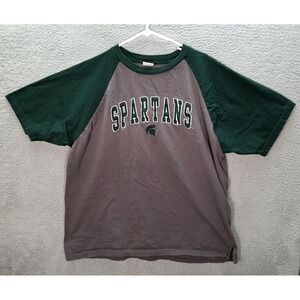 Vintage Michigan State Spartans Shirt Adult 2XL XXL Gray Green NCAA Sports Y2K